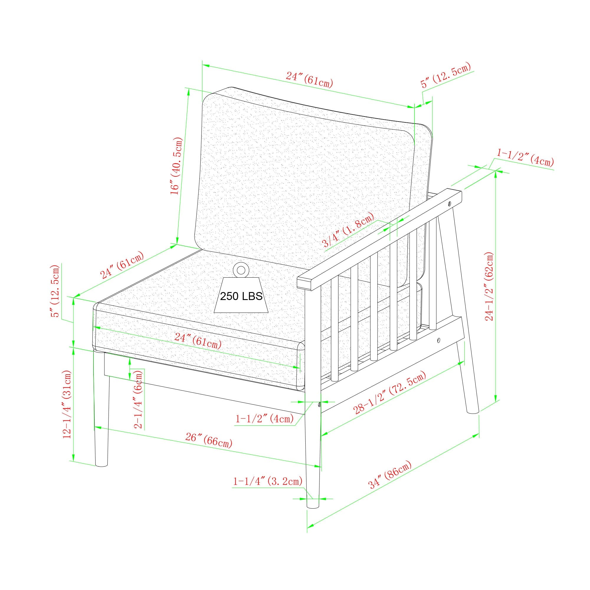 Ensemble canapé d'extérieur et table basse Circa Modern 6 pièces en bois massif à fuseaux