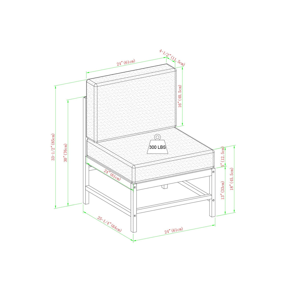 Ensemble de canapés d'extérieur sectionnels 3 pièces en bois massif Midland Modern