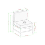 Ensemble de canapés d'extérieur sectionnels 3 pièces en bois massif Midland Modern