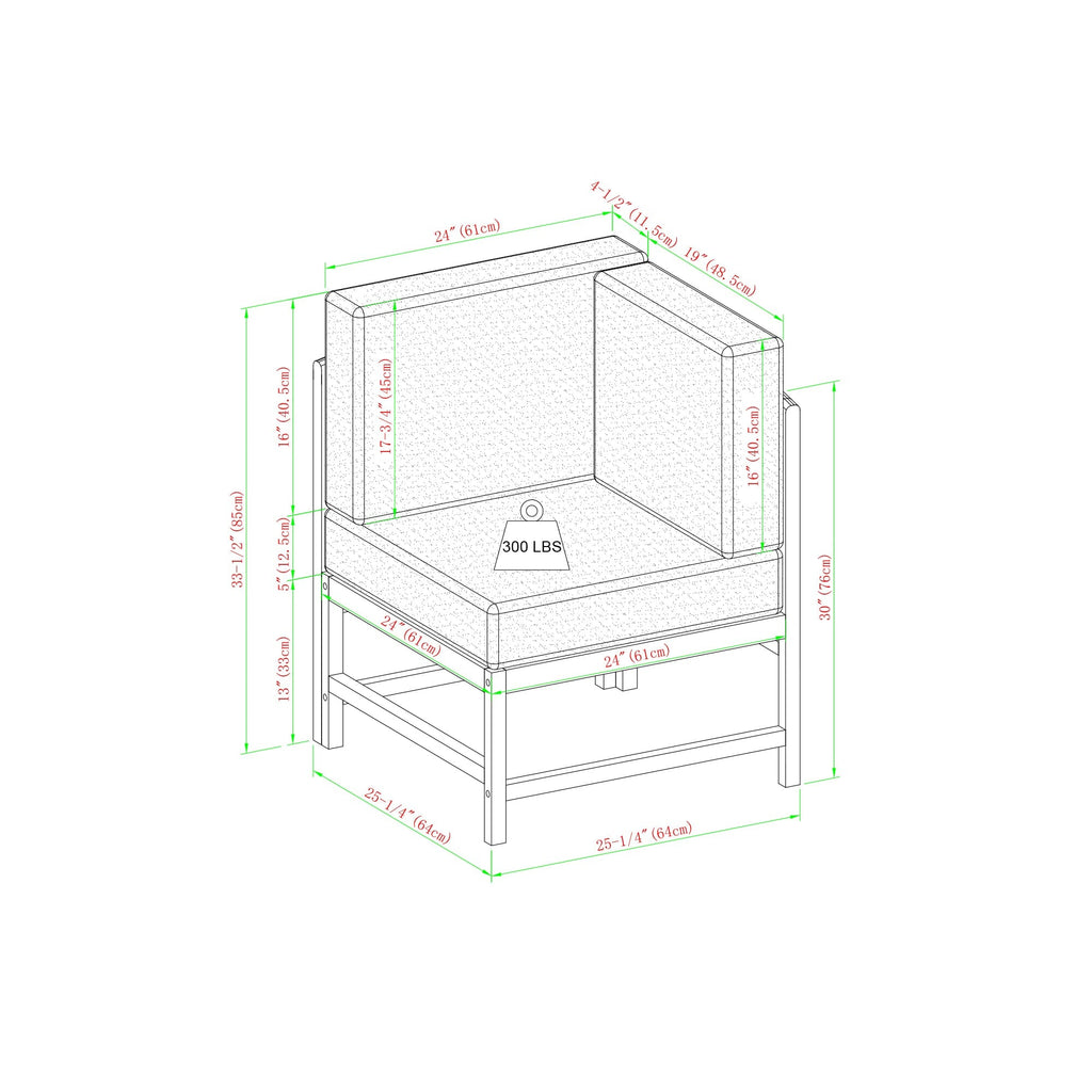 Ensemble de canapés d'extérieur 5 pièces en bois massif Midland Modern