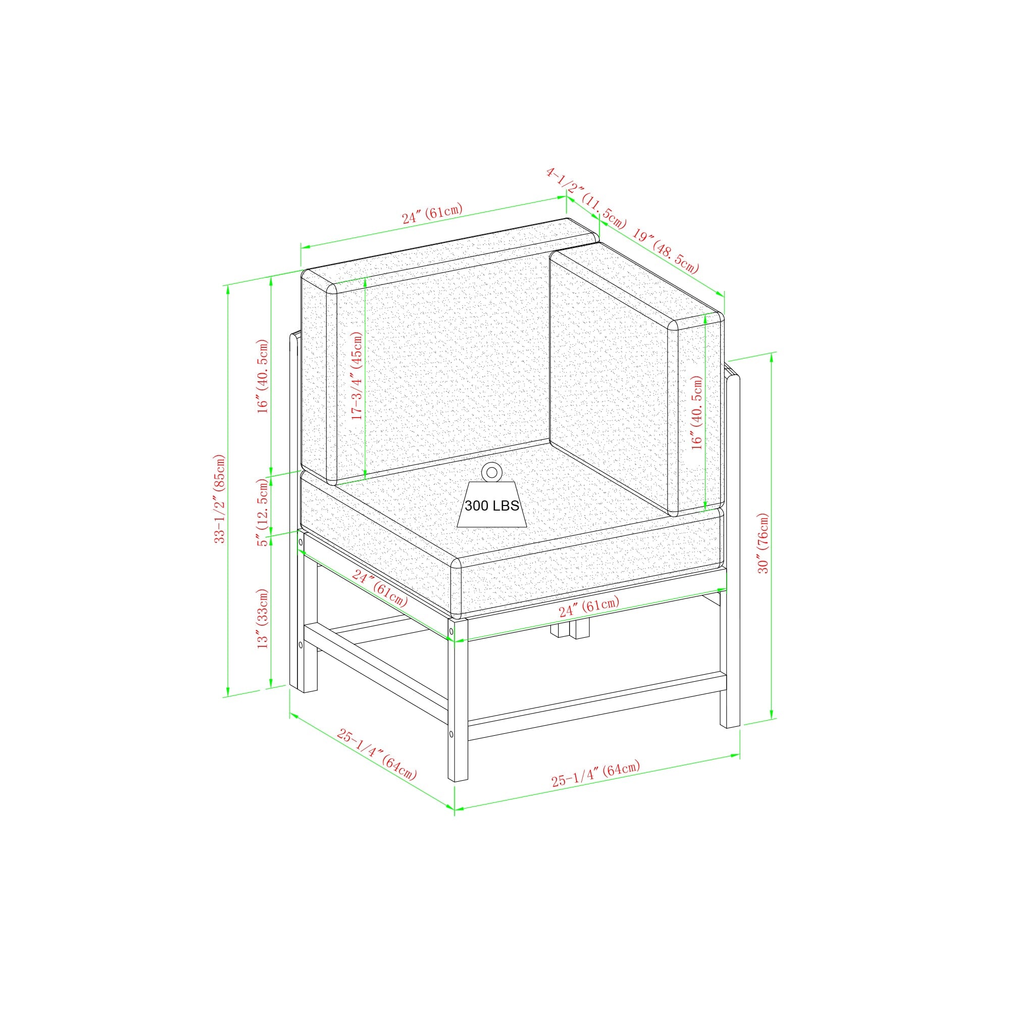 Ensemble de canapés d'extérieur 5 pièces en bois massif Midland Modern