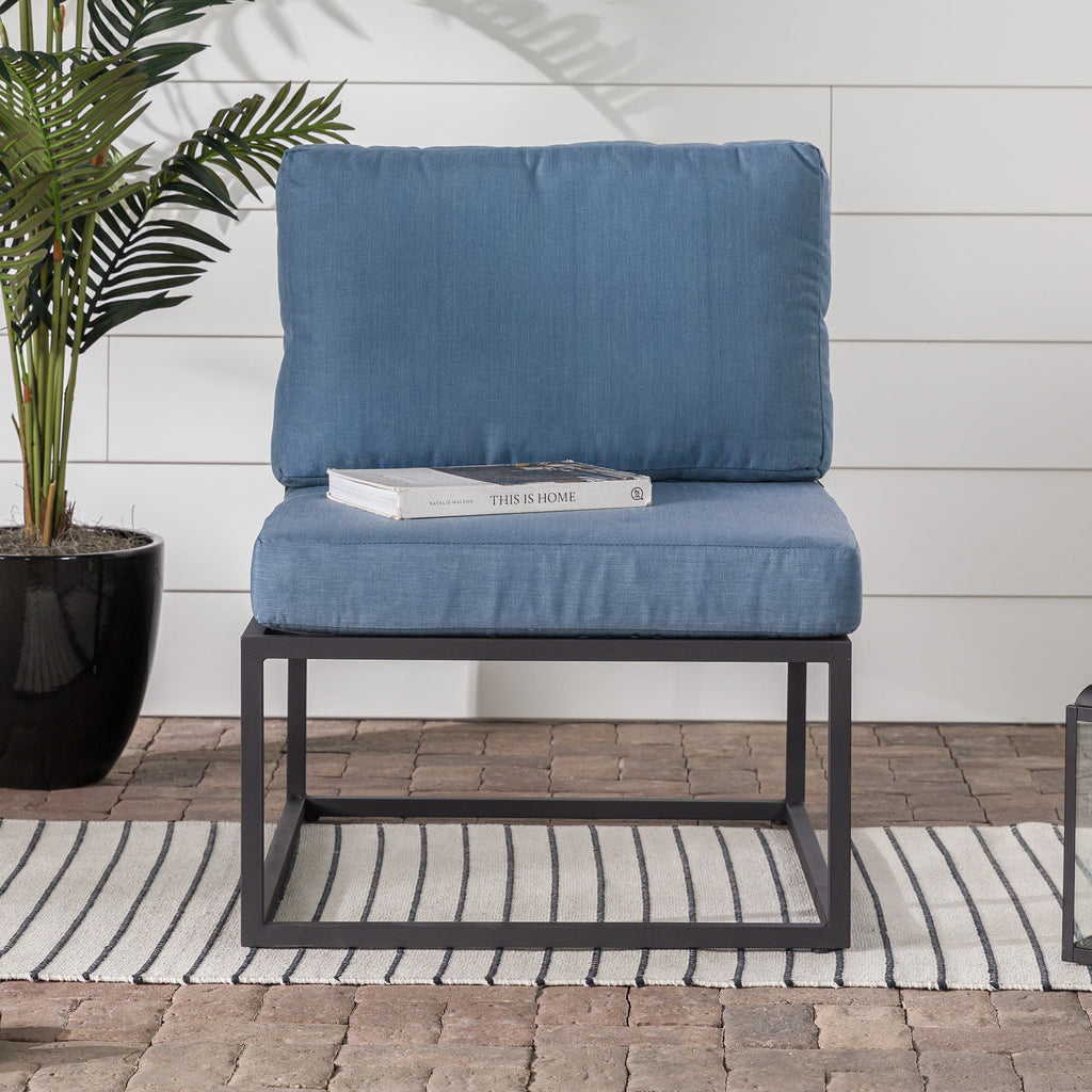 Chaise d'appoint modulaire moderne d'extérieur Trinidad - Bleue
