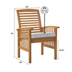 Chaises de patio d'extérieur Midland avec coussins, lot de 2