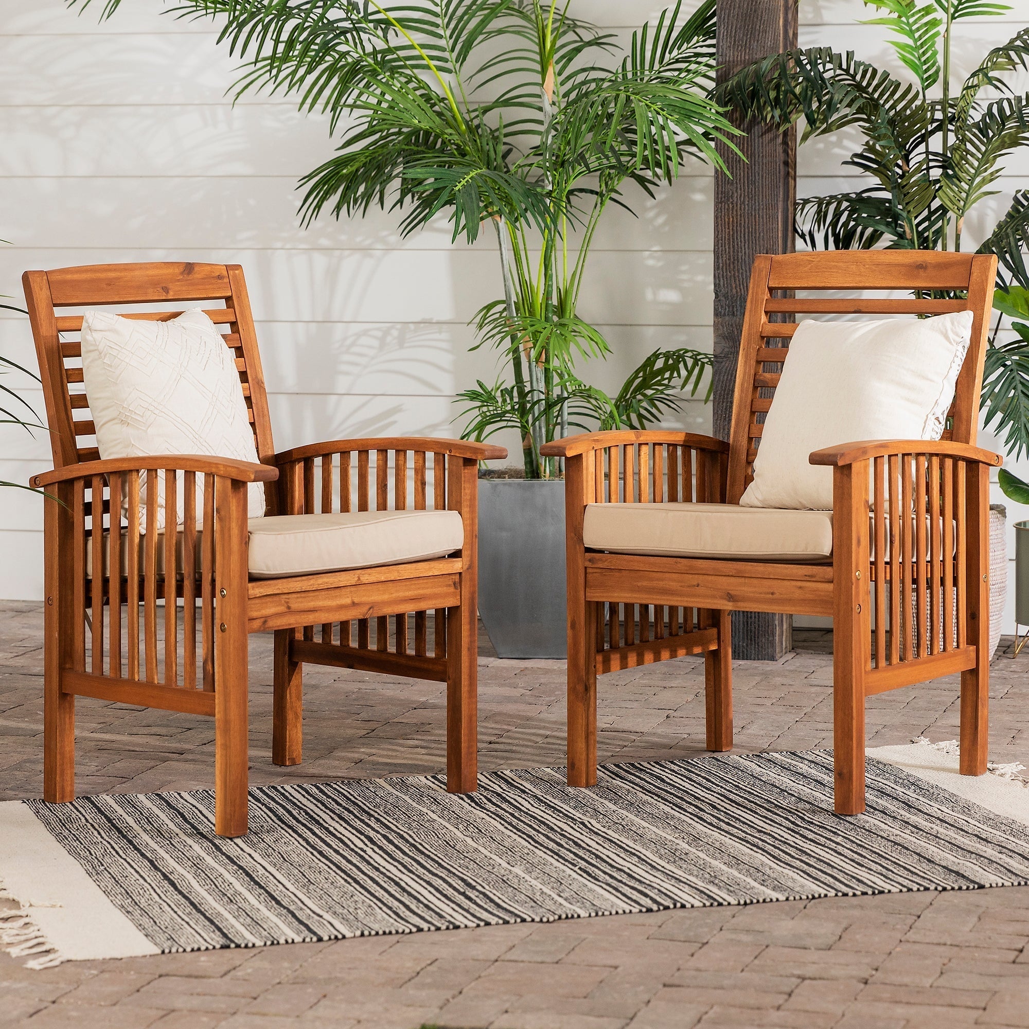 Chaises de patio d'extérieur Midland avec coussins, lot de 2