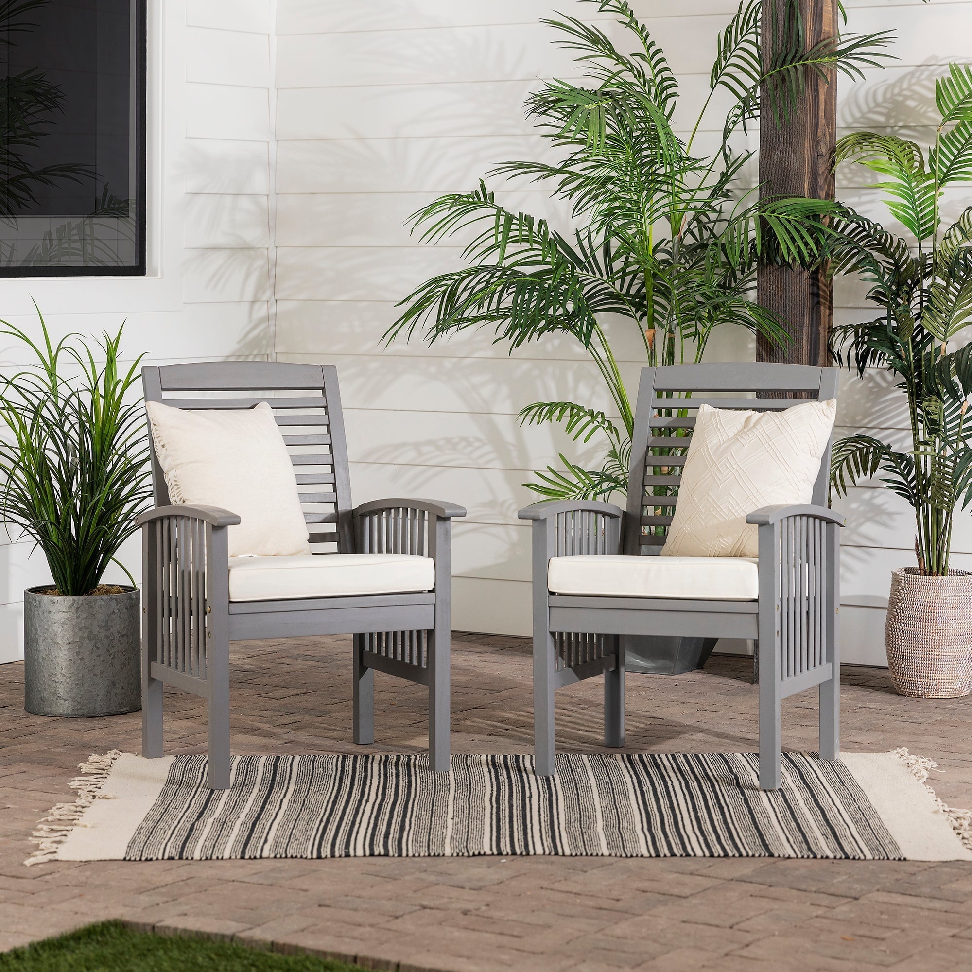 Chaises de patio d'extérieur Midland avec coussins, lot de 2