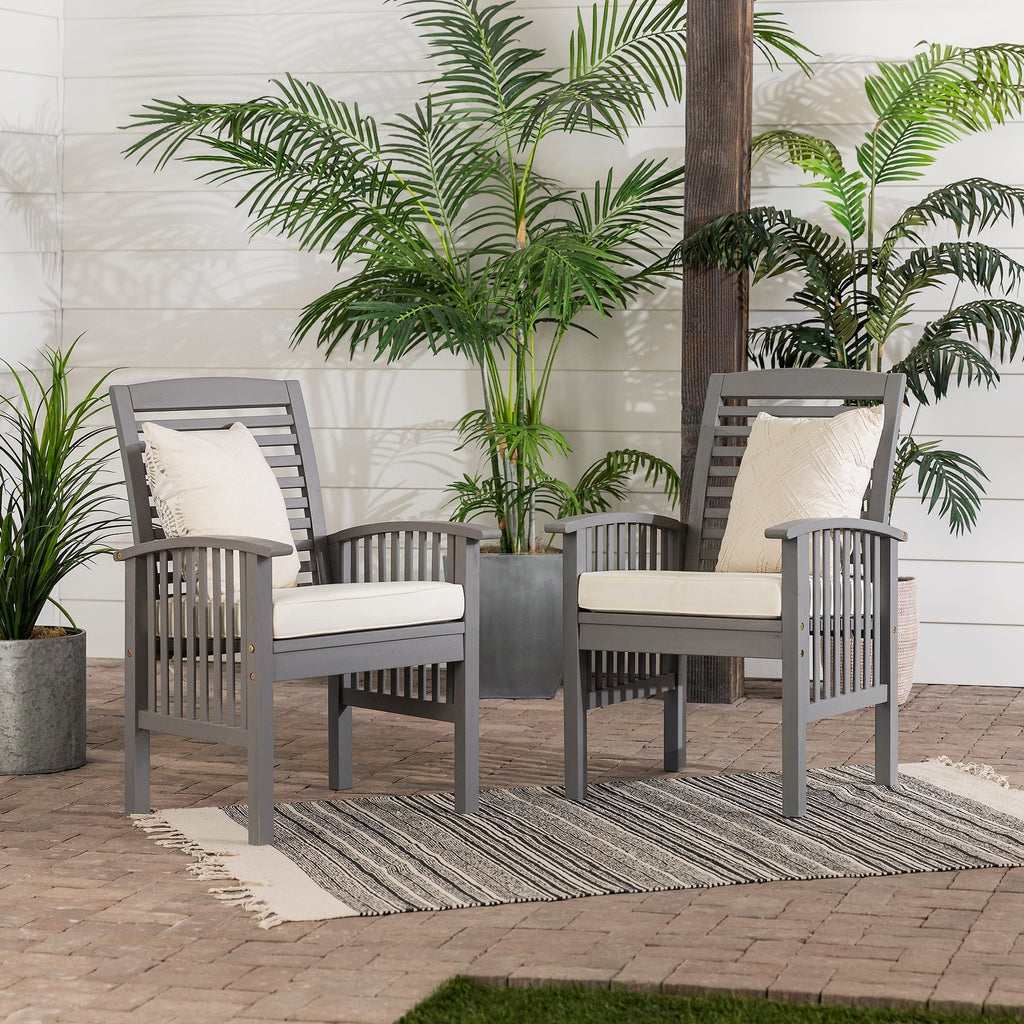 Chaises de patio d'extérieur Midland avec coussins, lot de 2