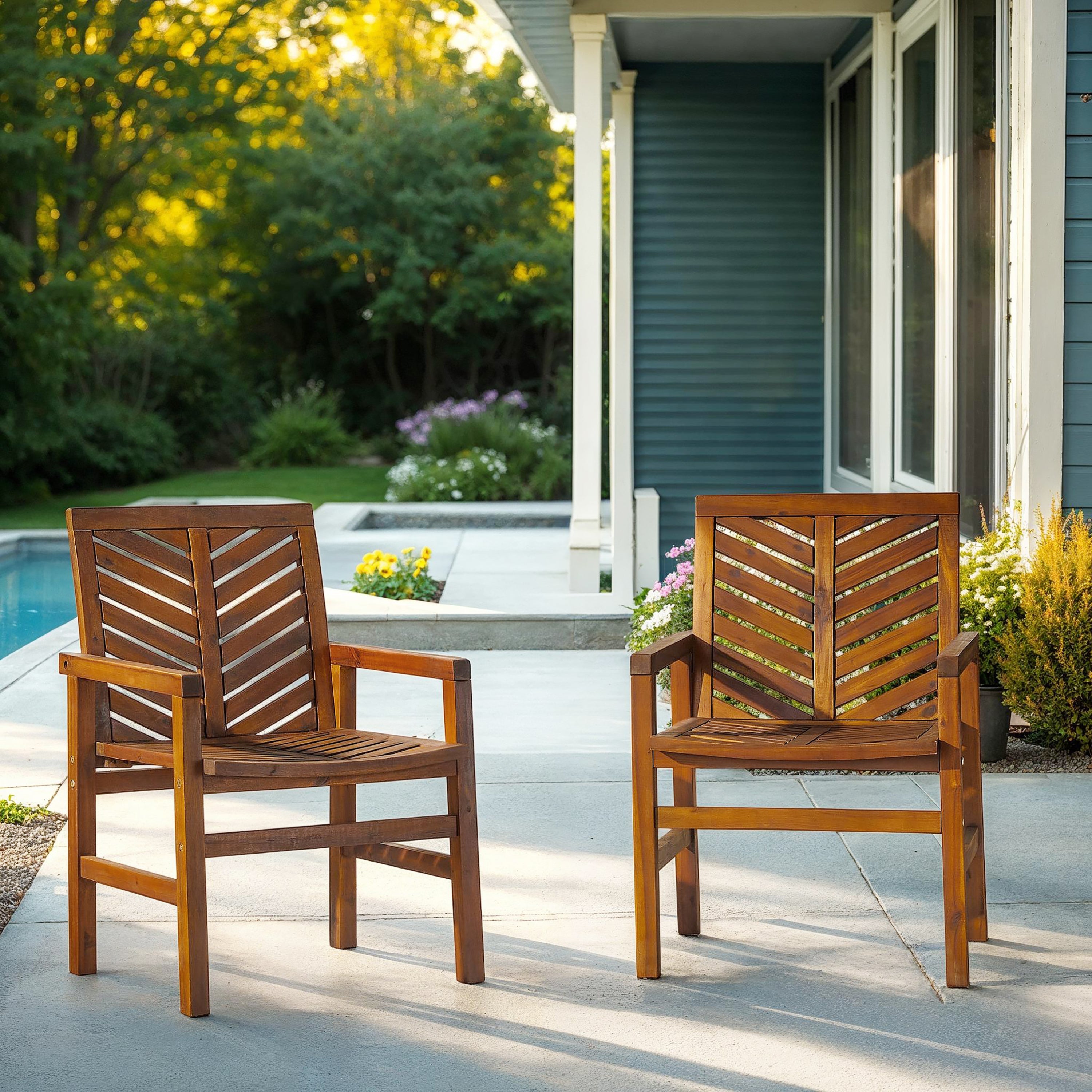 Chaises de patio en bois Vincent, ensemble de 2