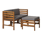 Ensemble de 3 chaises et repose-pieds modulaires Sanibel en acacia