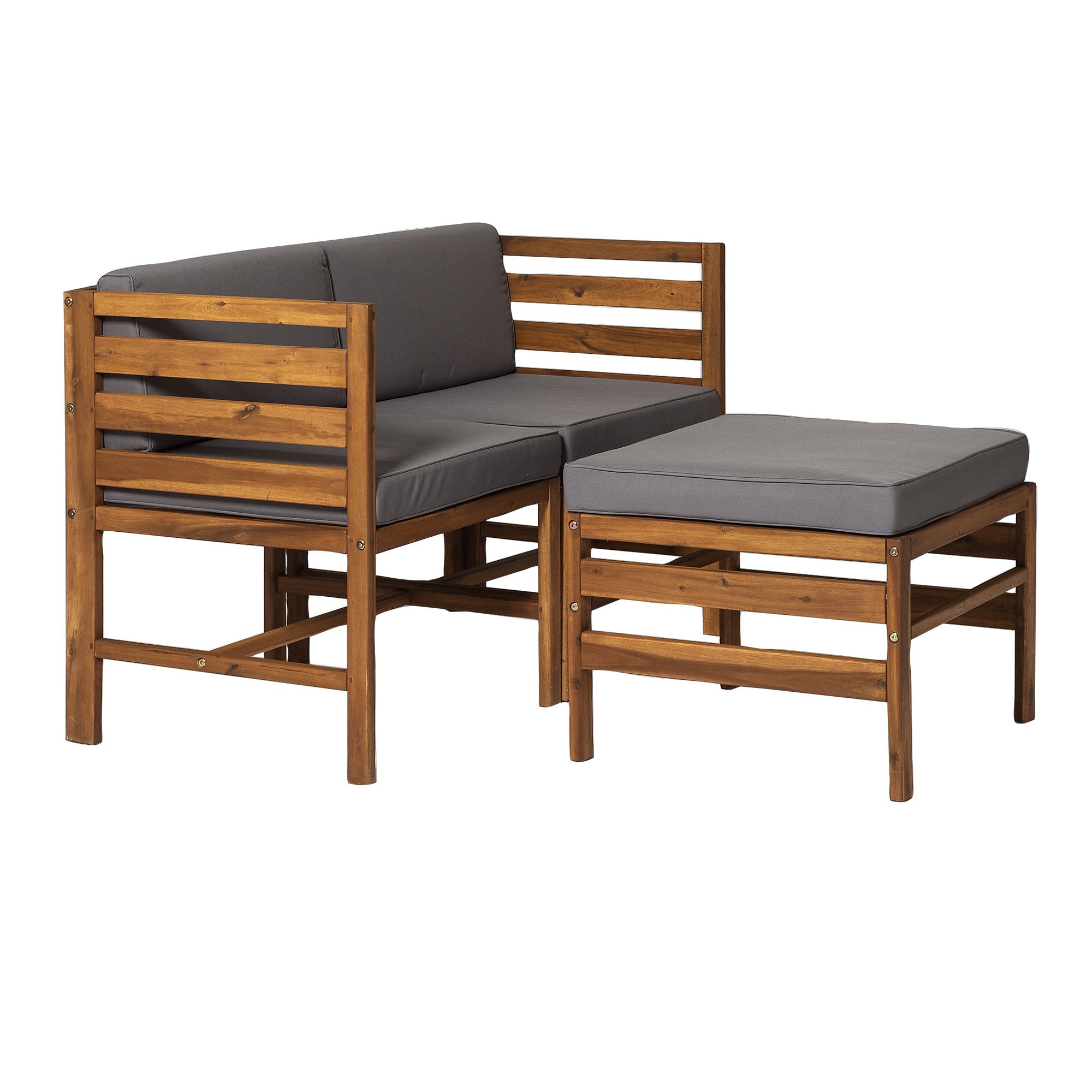 Ensemble de 3 chaises et repose-pieds modulaires Sanibel en acacia