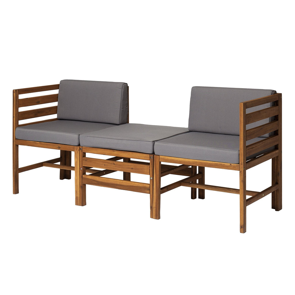 Ensemble de 3 chaises et repose-pieds modulaires Sanibel en acacia