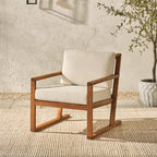 Fauteuil club d'extérieur moderne Prenton en bois massif