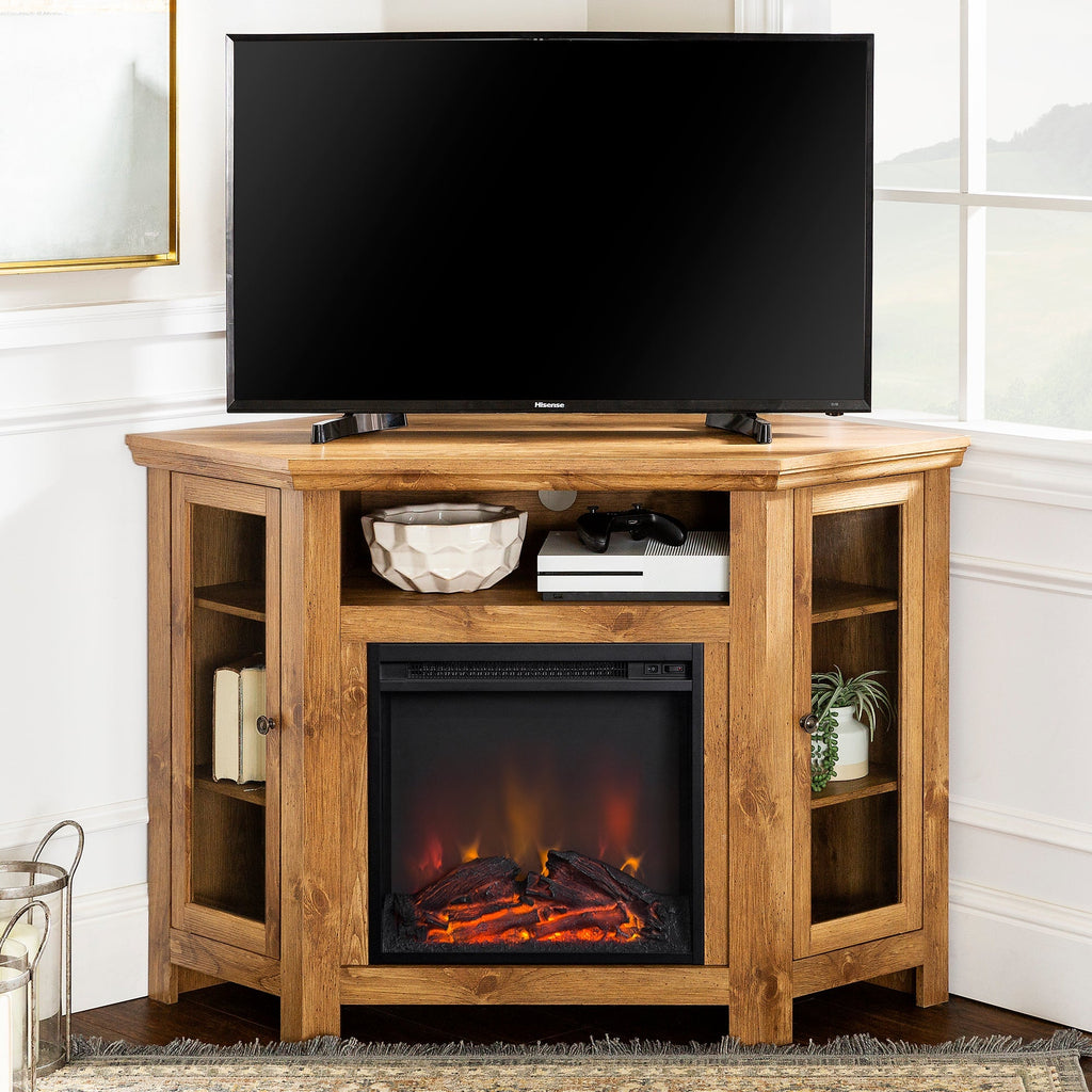 Meuble TV d'angle avec cheminée en bois Barn 48