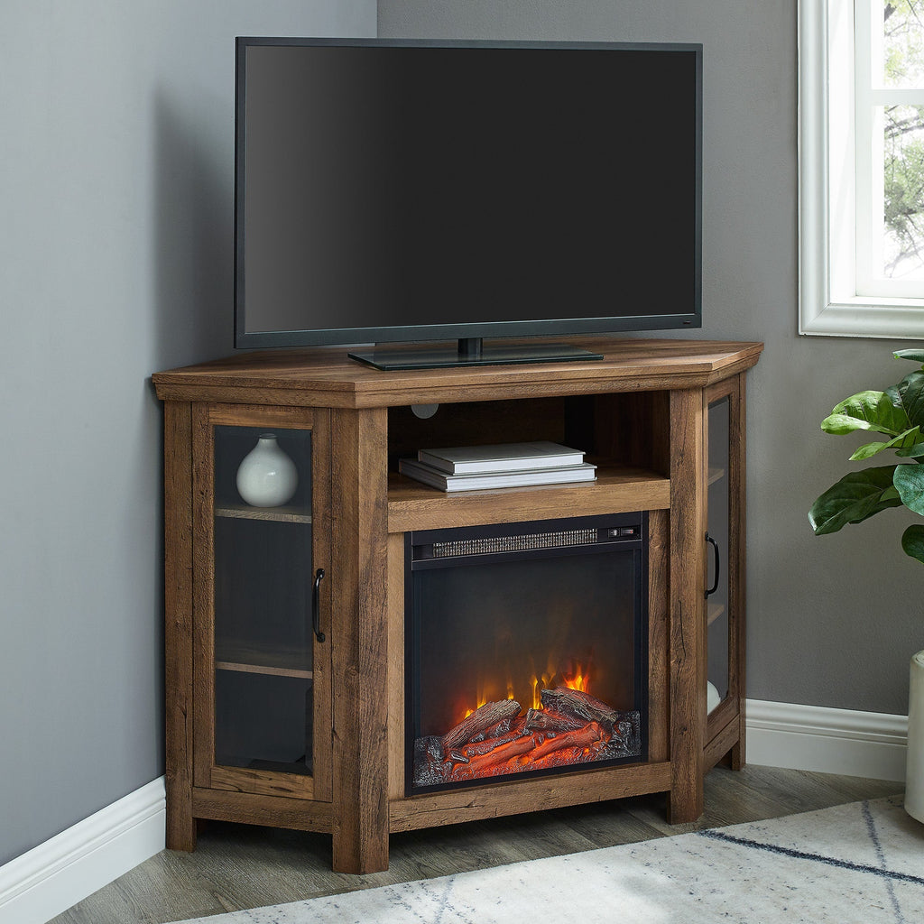 Meuble TV d'angle avec cheminée en bois Barn 48