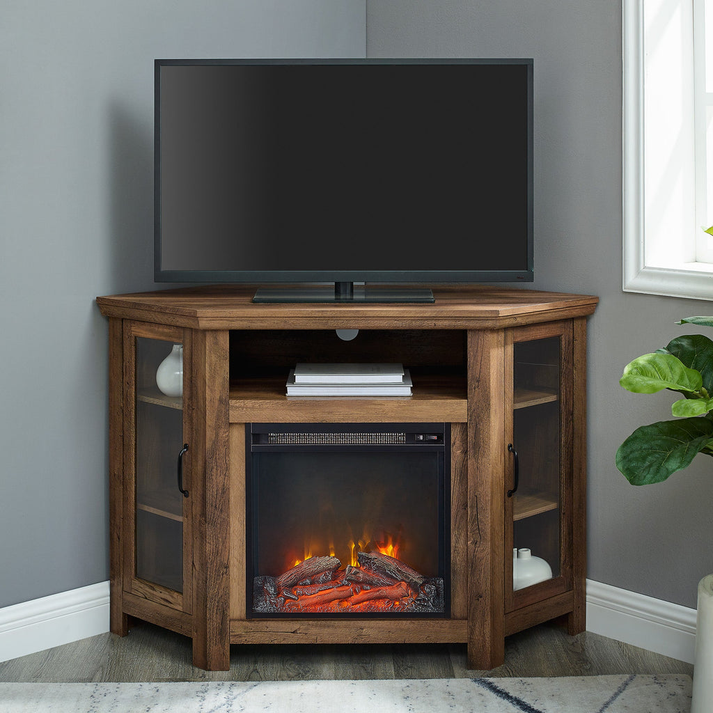 Meuble TV d'angle avec cheminée en bois Barn 48