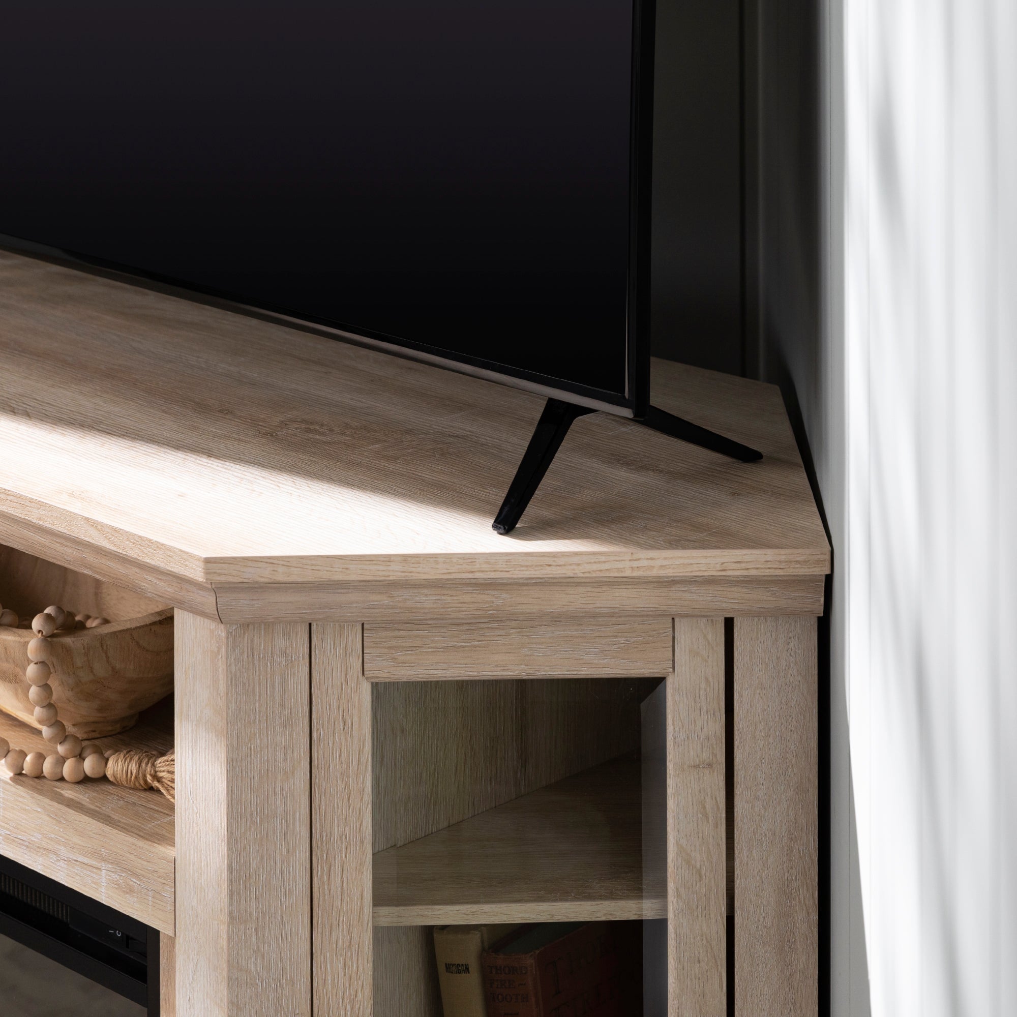 Meuble TV d'angle avec cheminée en bois Barn 48