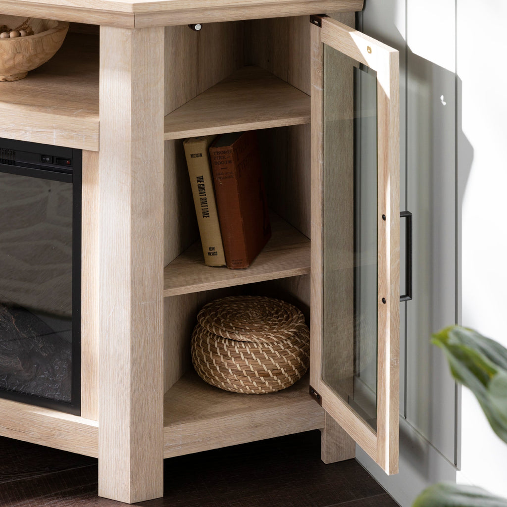 Meuble TV d'angle avec cheminée en bois Barn 48