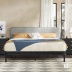 Tête de lit rembourrée contemporaine Annette, cadre de lit en bois courbé