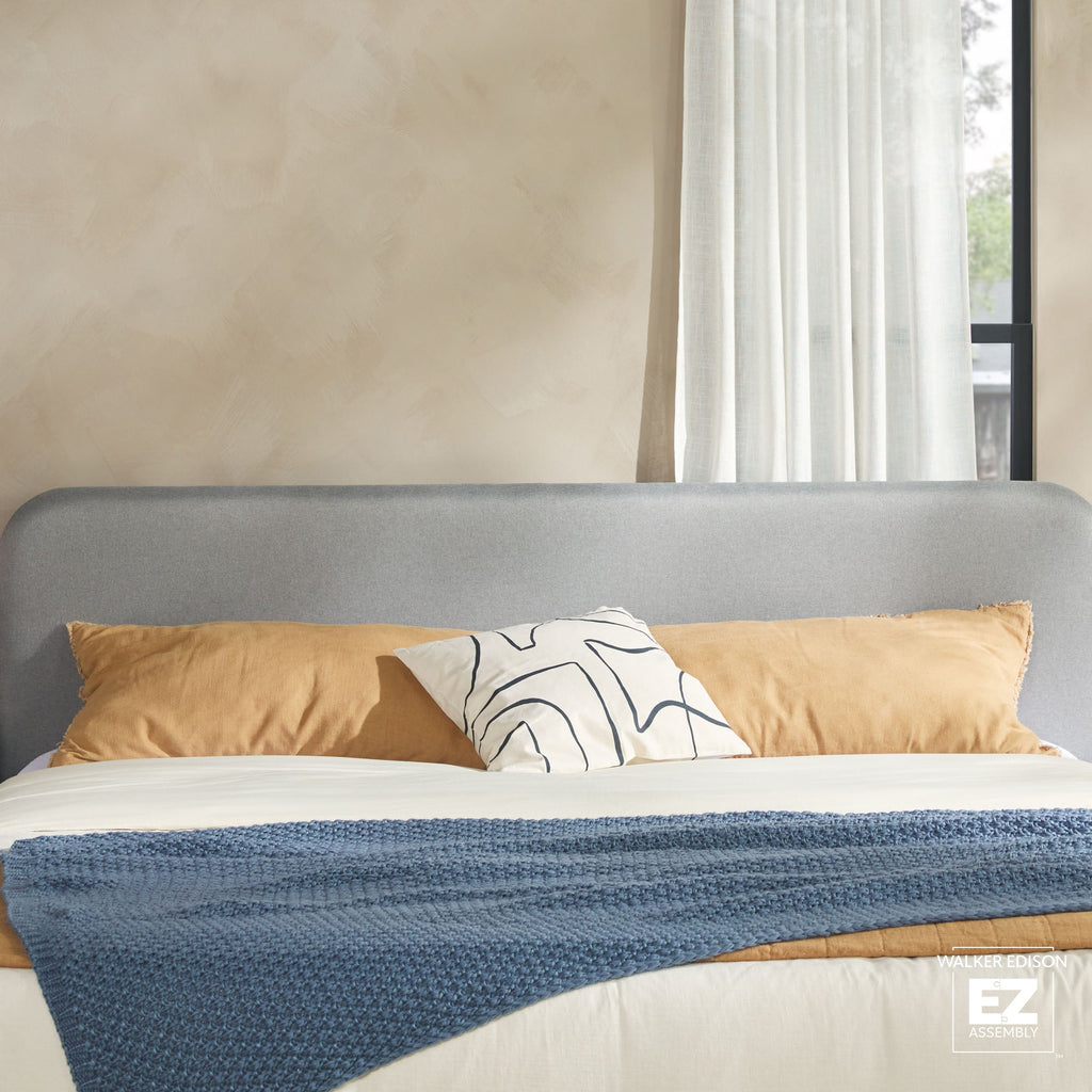 Tête de lit rembourrée contemporaine Annette, cadre de lit en bois courbé