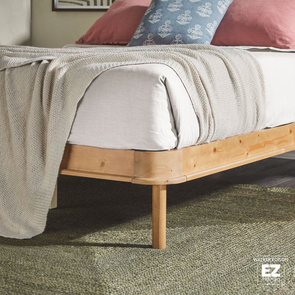 Tête de lit rembourrée contemporaine Annette, cadre de lit en bois courbé