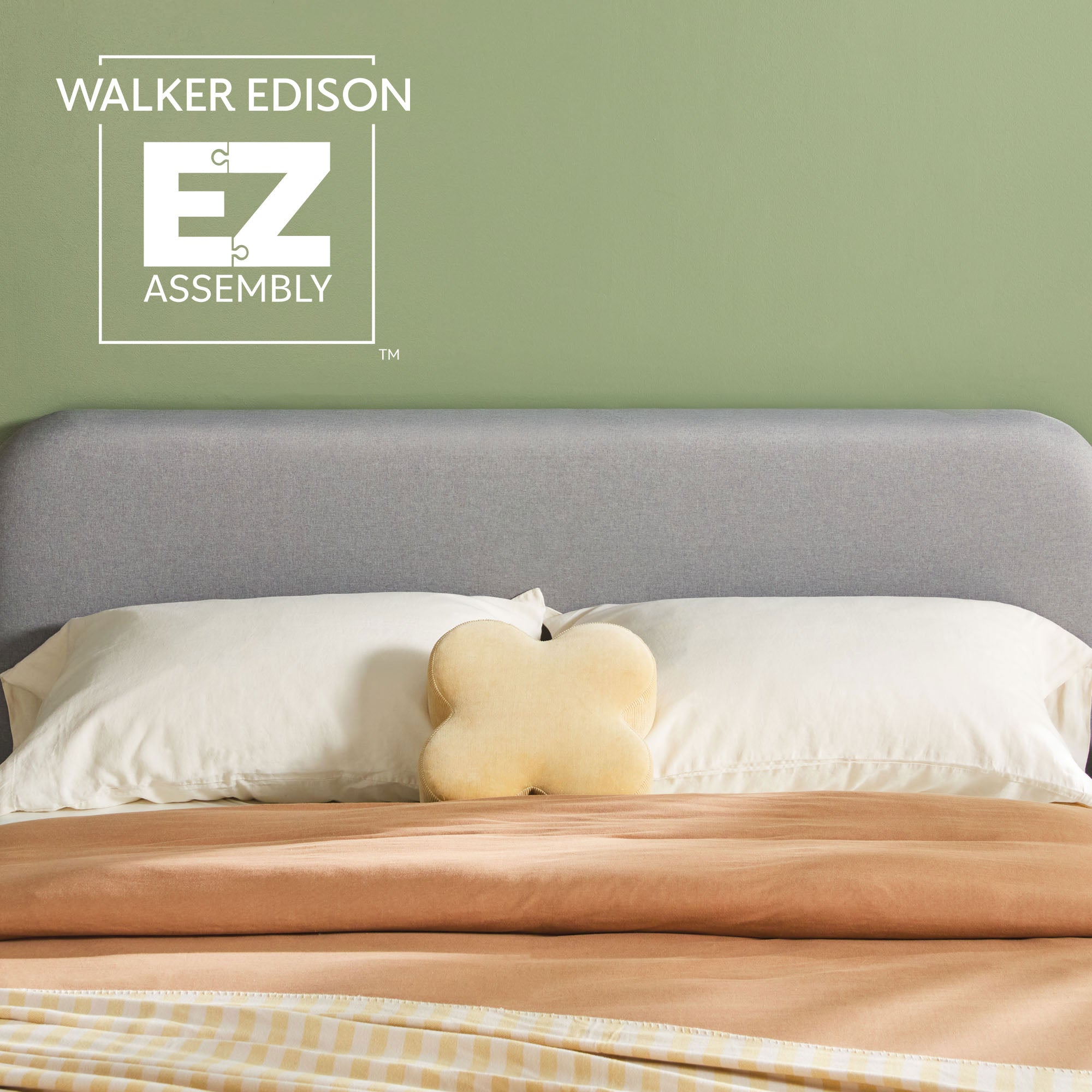 Tête de lit rembourrée contemporaine Annette, cadre de lit en bois courbé