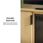 Meuble TV Reema scandinave moderne 70 à cannelures avec cheminée électrique autoportante