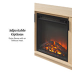 Meuble TV Reema scandinave moderne 70 à cannelures avec cheminée électrique autoportante