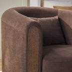 Fauteuil d'appoint pivotant Chantelle, moderne et capitonné, en forme de tonneau