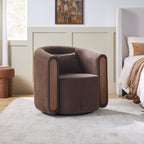 Fauteuil d'appoint pivotant Chantelle, moderne et capitonné, en forme de tonneau