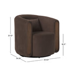 Fauteuil d'appoint pivotant Chantelle, moderne et capitonné, en forme de tonneau