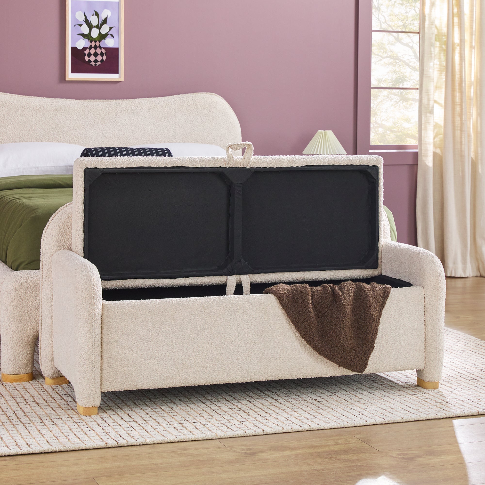Banc rembourré Chantelle Modern Curve en boucle avec rangement