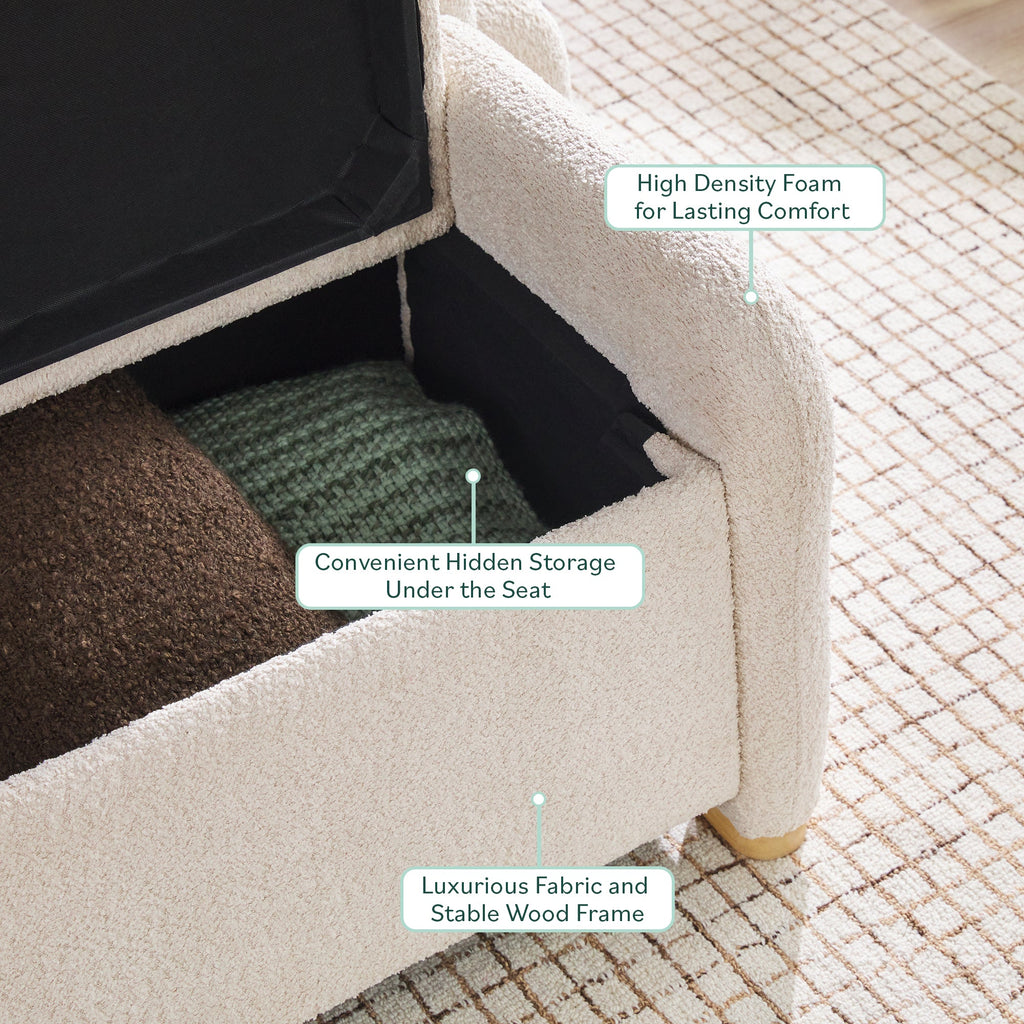 Banc rembourré Chantelle Modern Curve en boucle avec rangement