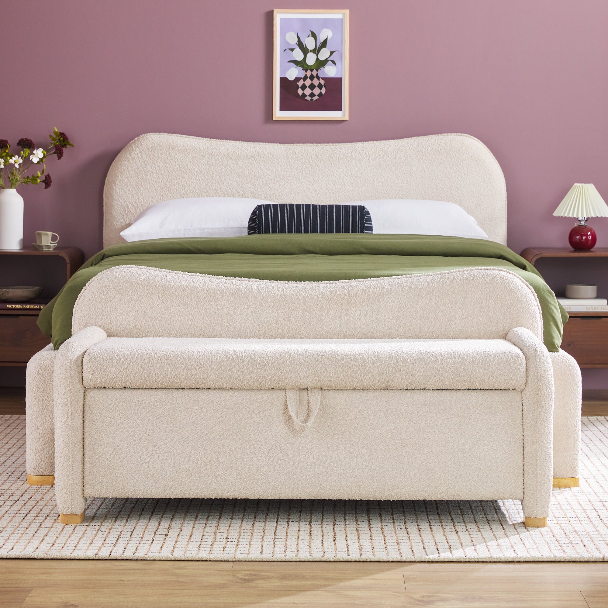 Banc rembourré Chantelle Modern Curve en boucle avec rangement