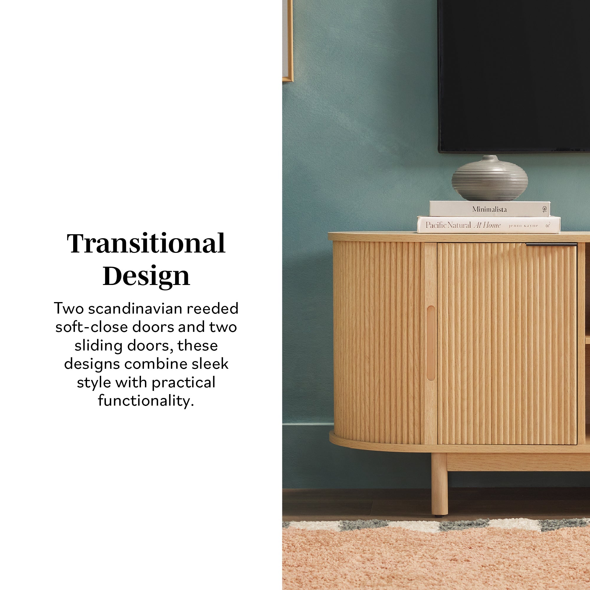 Meuble TV moderne Chloé à cannelures