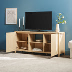 Meuble TV Flynn de style scandinave cannelé avec rangement