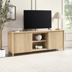 Meuble TV Flynn de style scandinave cannelé avec rangement