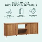 Meuble TV Flynn de style scandinave cannelé avec rangement