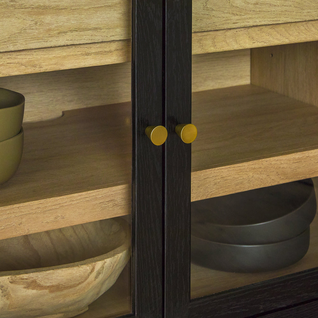 Buffet/meuble TV Harlow traditionnel à porte vitrée, montage facile