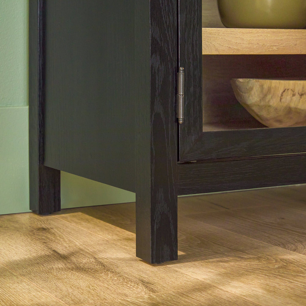 Buffet/meuble TV Harlow traditionnel à porte vitrée, montage facile