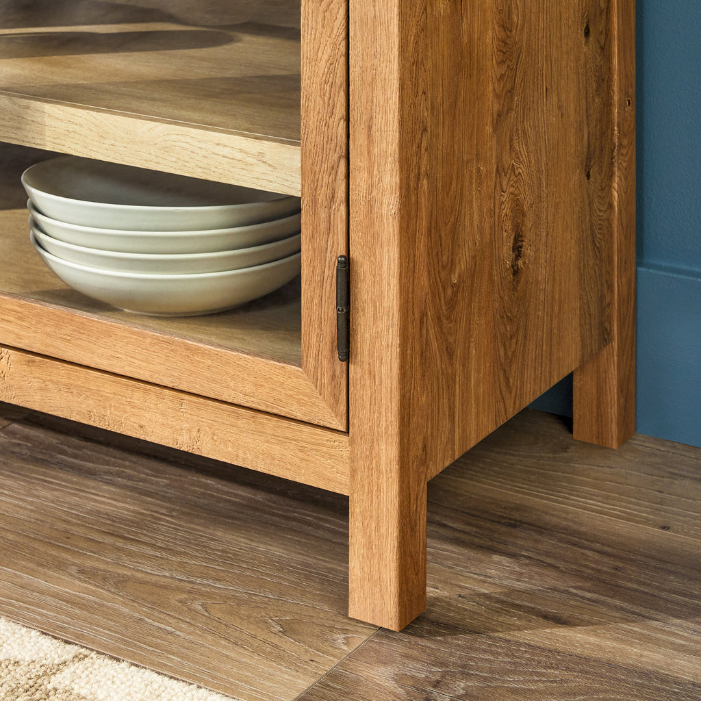 Buffet/meuble TV Harlow traditionnel à porte vitrée, montage facile