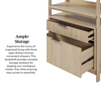 Bibliothèque Holmes moderne scandinave cannelée à large étagère