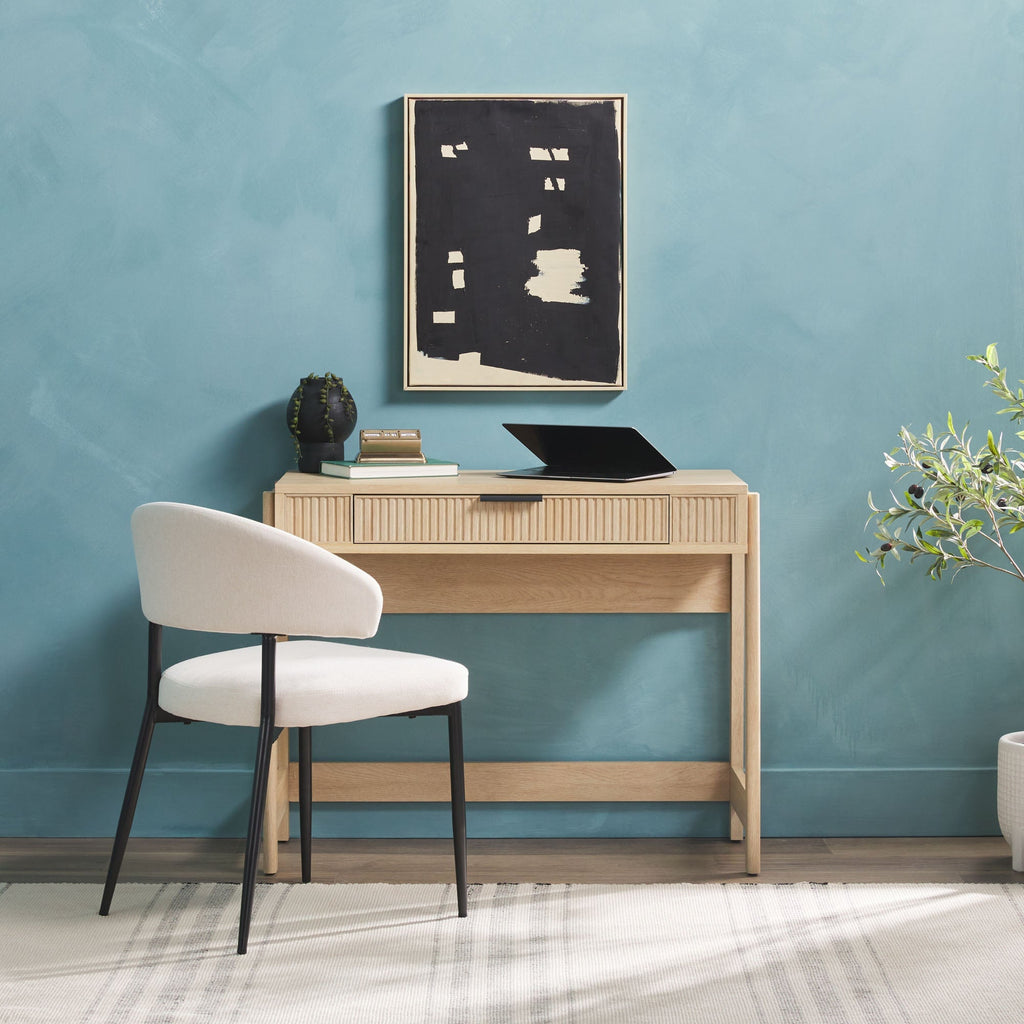 Bureau assis-debout Holmes, style scandinave moderne, à dossier cannelé