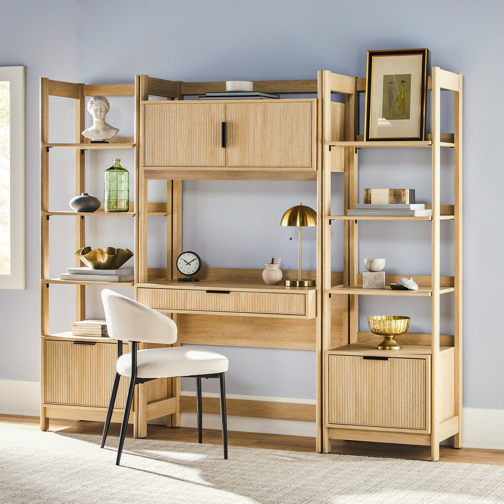 Bureau Holmes moderne de style scandinave cannelé avec rangement et port USB