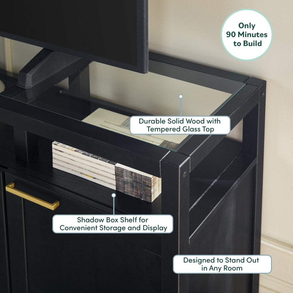 Meuble TV moderne Isla avec plateau en verre