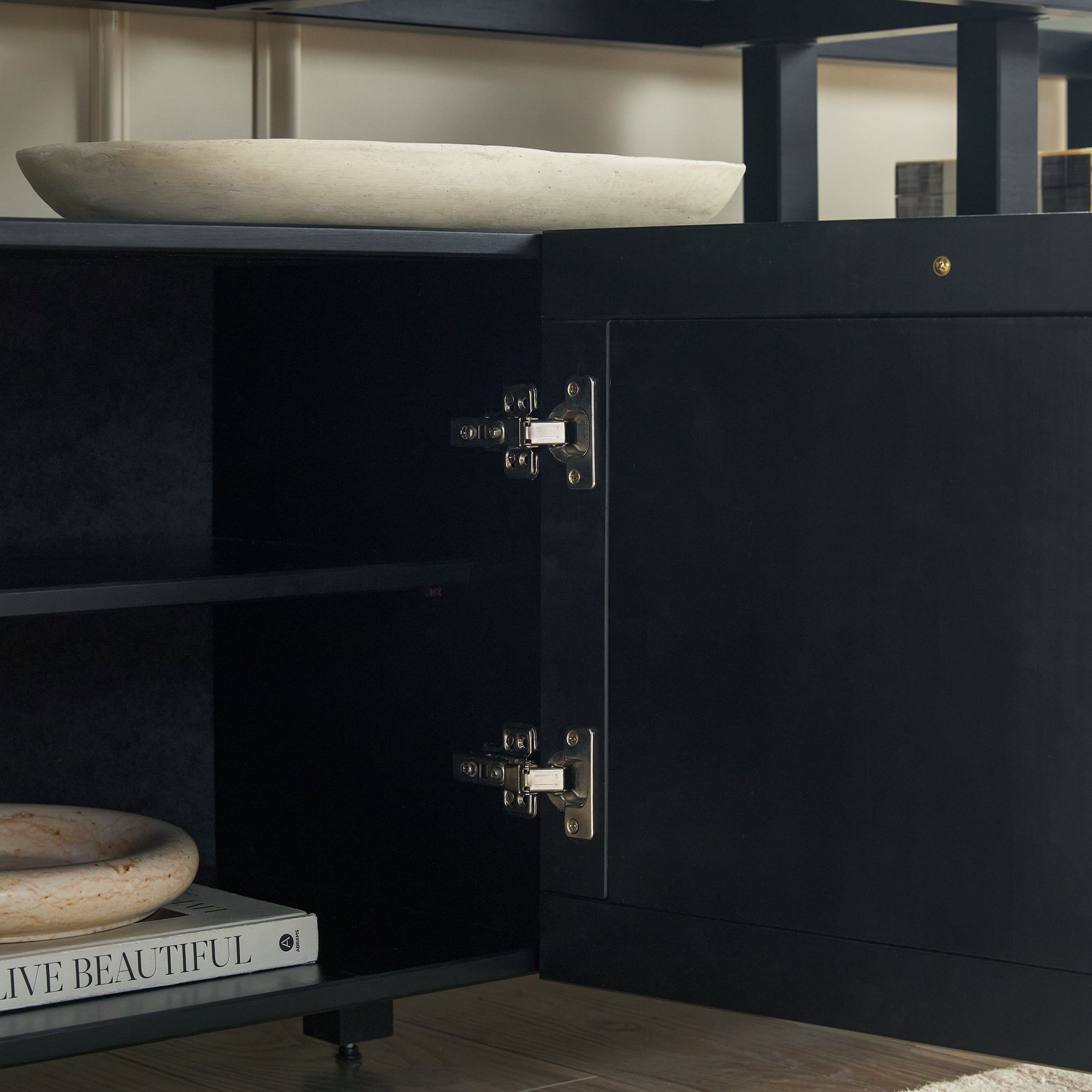 Meuble TV moderne Isla avec plateau en verre