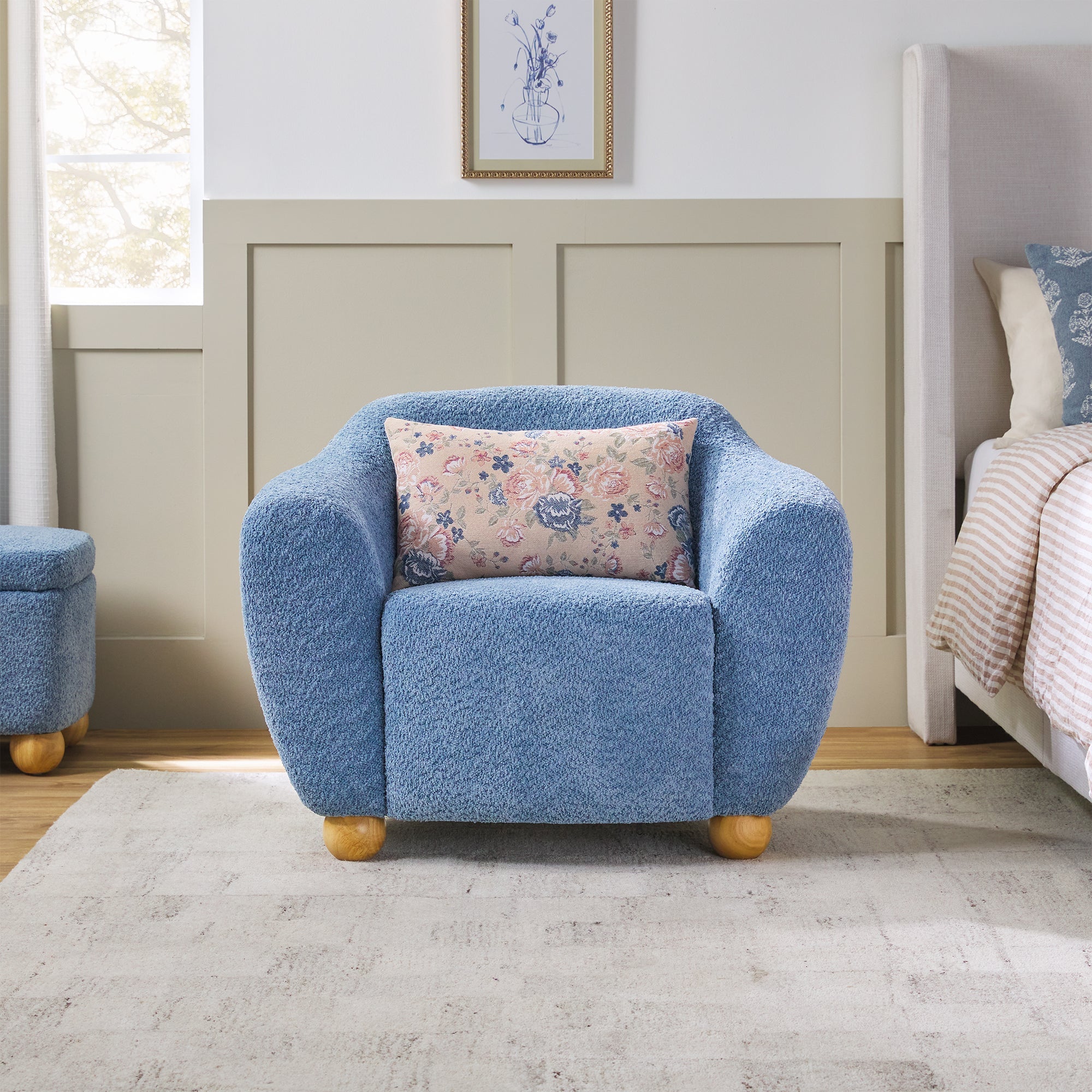 Fauteuil d'appoint rembourré Linley Contemporary Boucle, montage facile