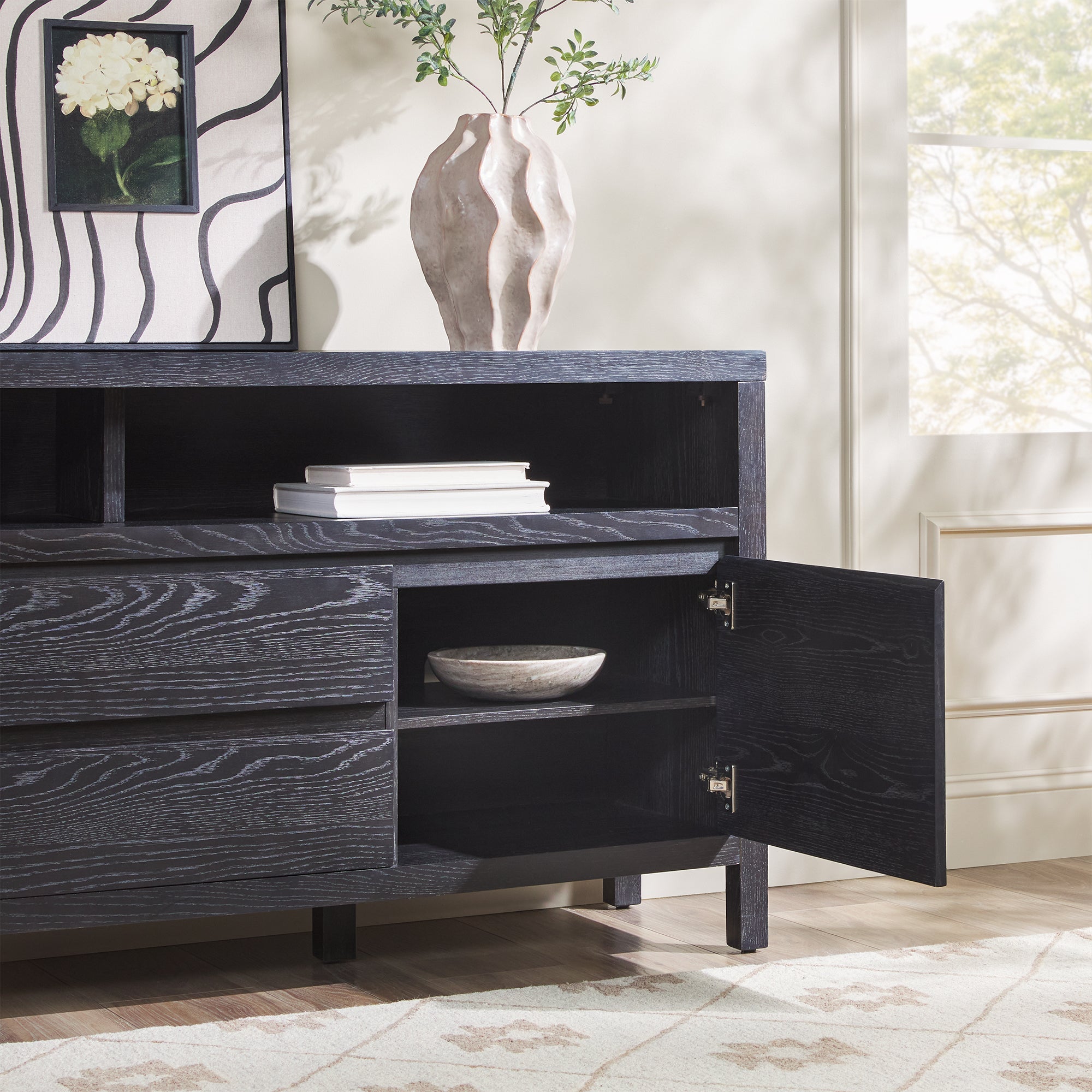 Buffet/meuble TV Nash 65 style ferme moderne rustique en chêne