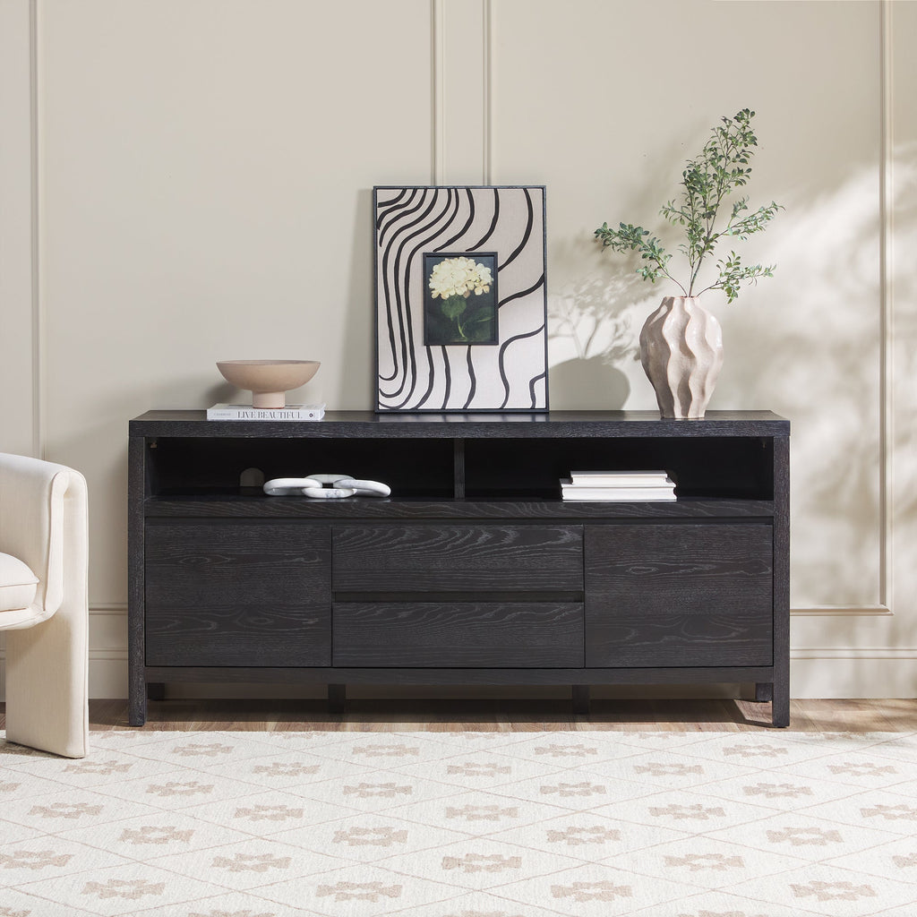 Buffet/meuble TV Nash 65 style ferme moderne rustique en chêne