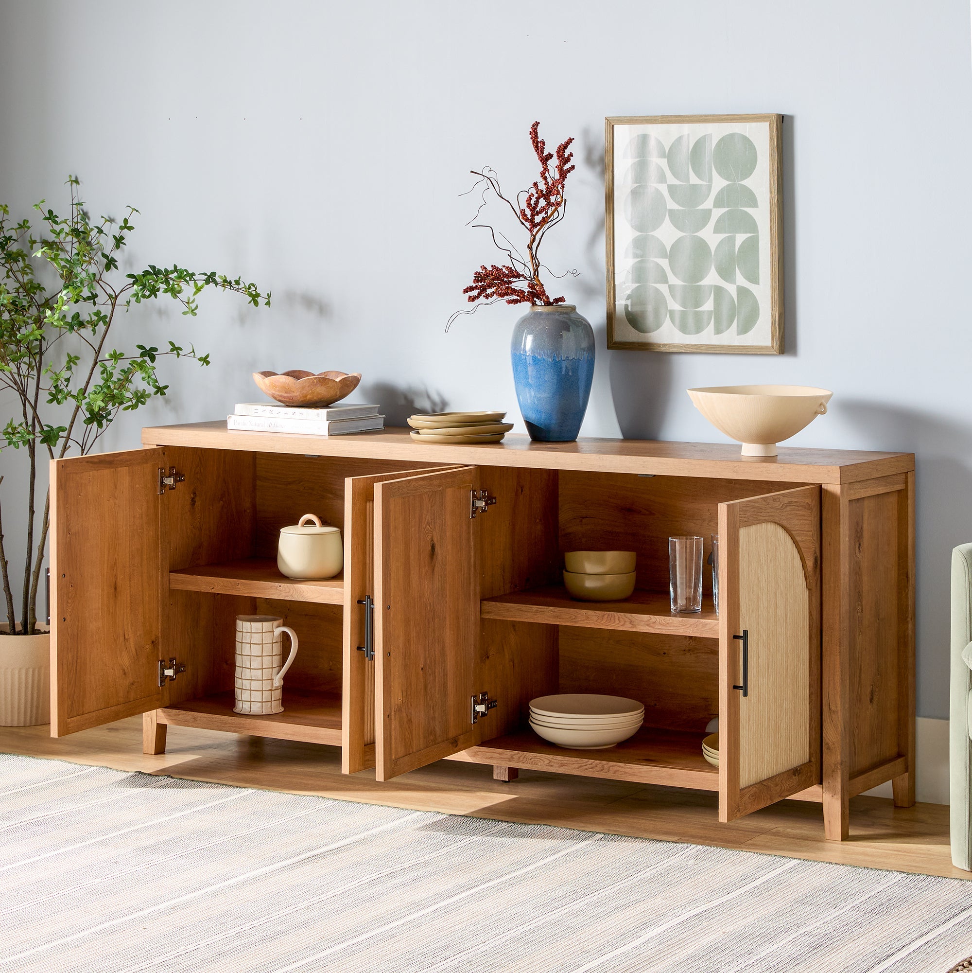 Buffet / meuble TV moderne en roseau Sasha