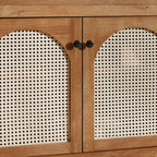 Meuble TV et buffet contemporains Sasha avec portes en rotin pour téléviseur jusqu'à 80 pouces