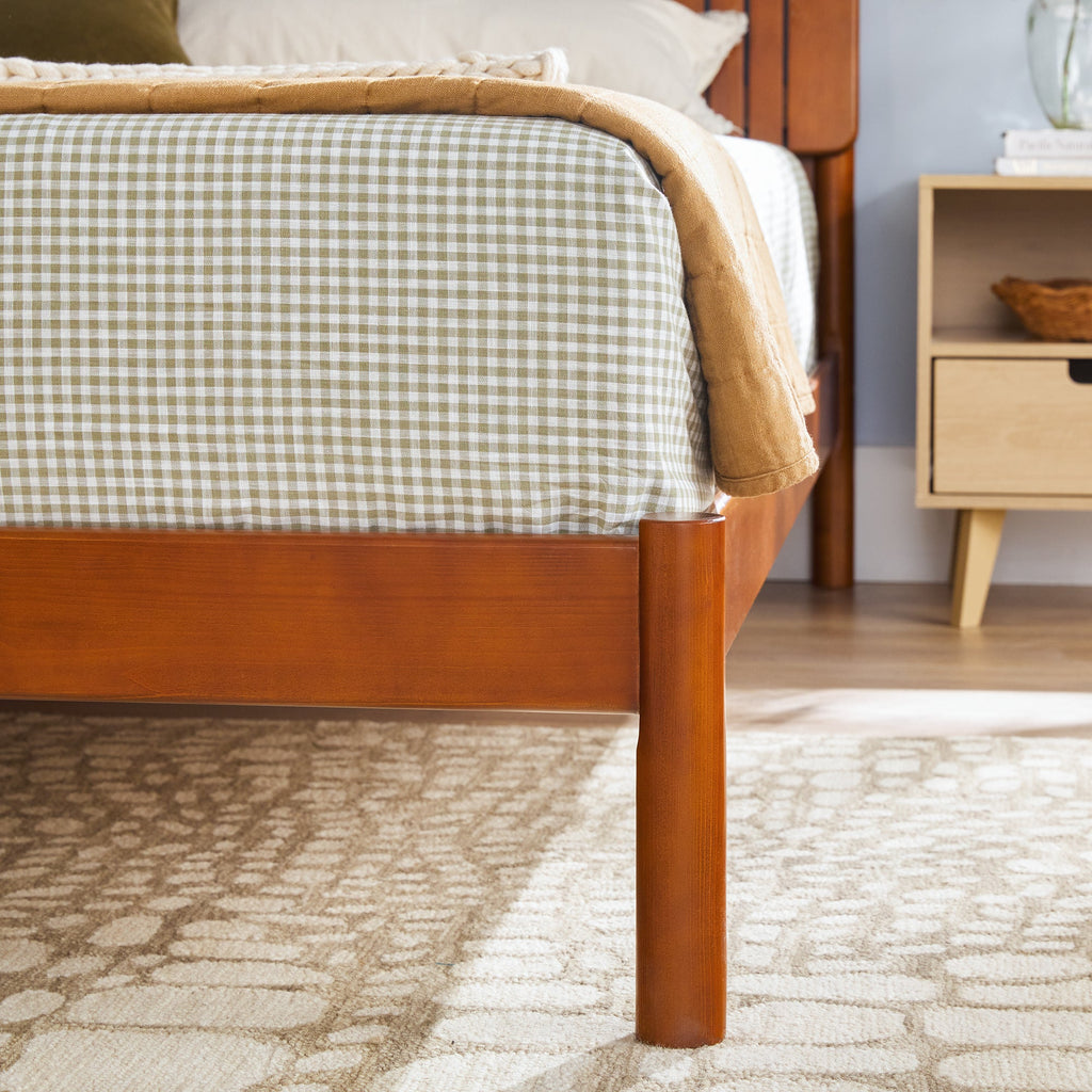 Tête de lit à lattes Cama, style moderne du milieu du siècle, en bois massif